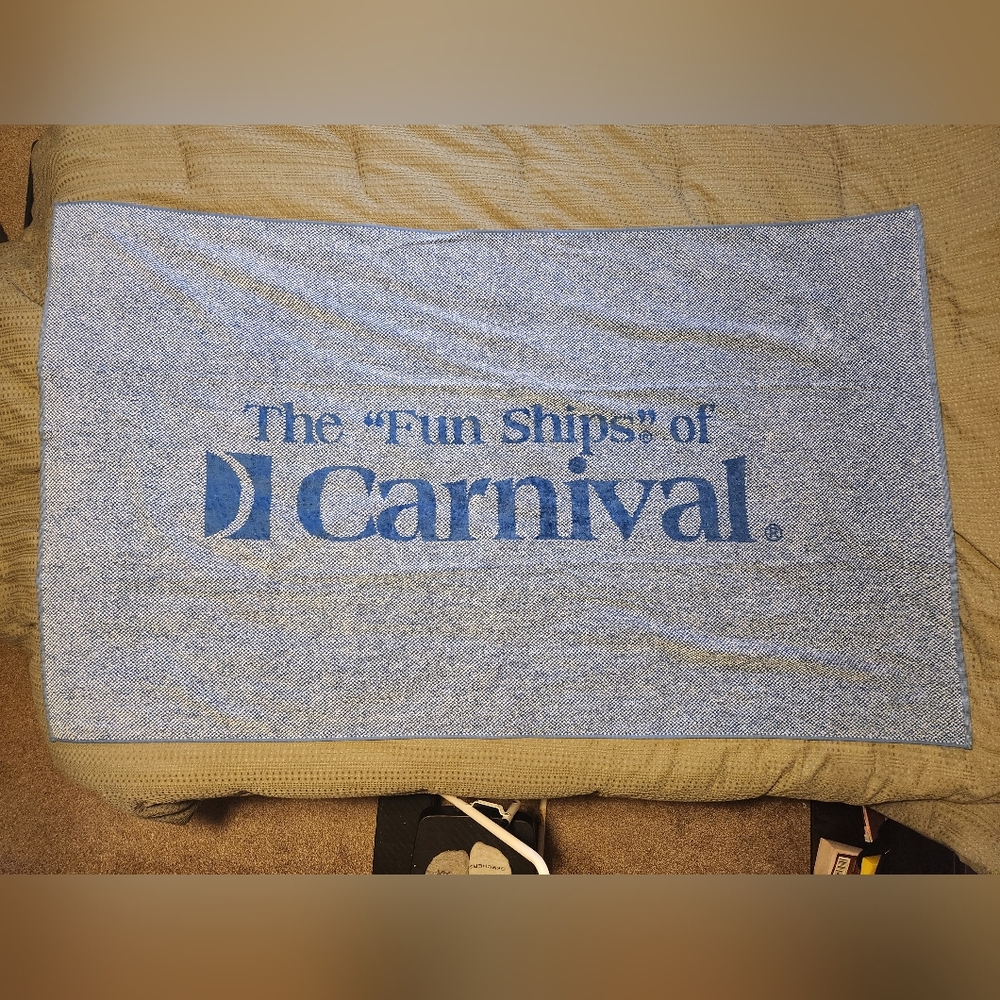EUC Carnival Cruise Line Beach Towel Large 65" x 38" Blue The Fun Ships